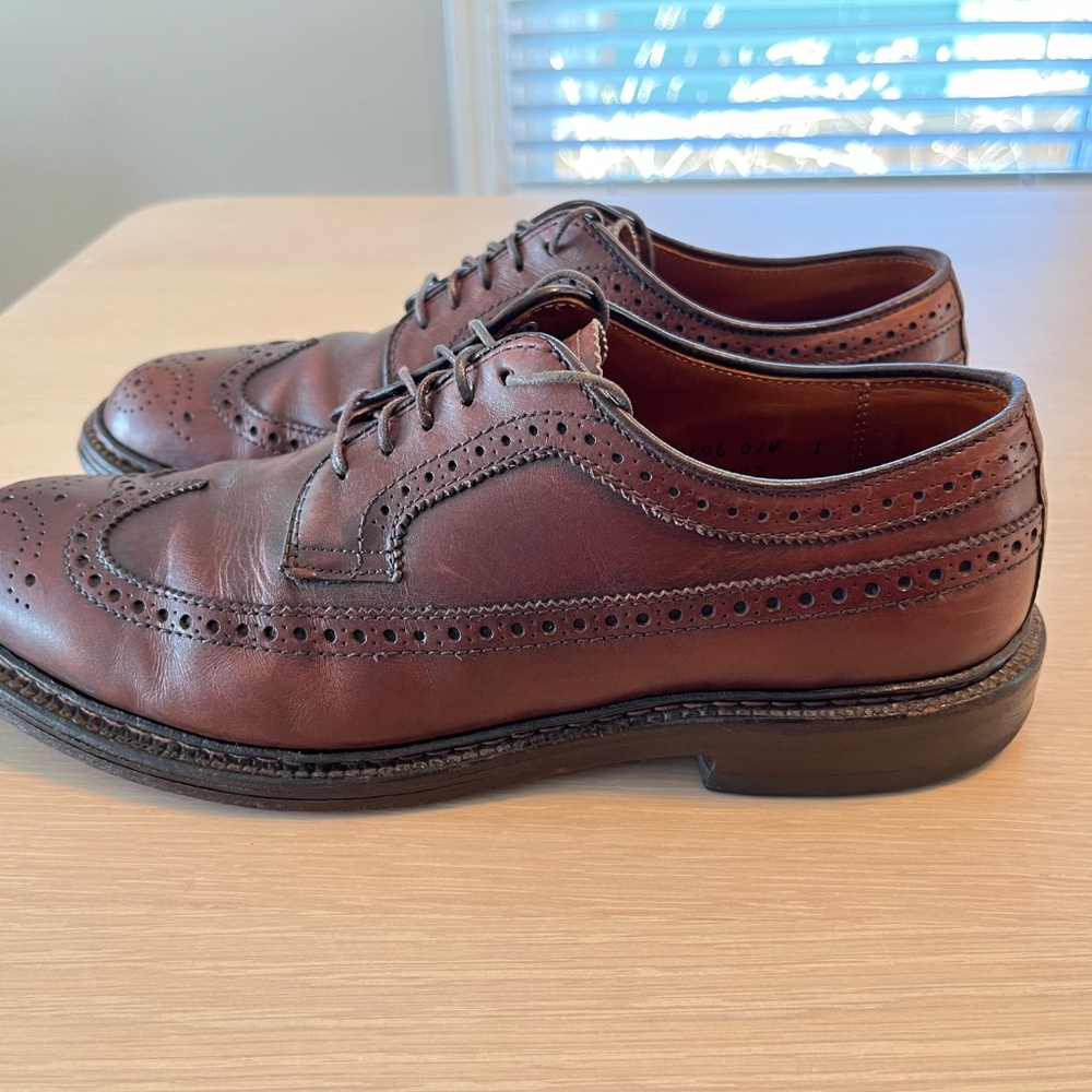 Alden Shoes Mens 7.5 Long Wing Gunboat Bluchers Dark Brown Calfskin for J. Crew - Picture 7 of 14